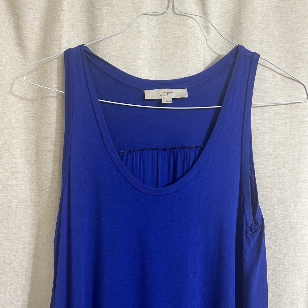 💙 Ann Taylor LOFT STUNNING ELECTRIC BLUE SWING TANK MINI DRESS 💙 Sz S - Picture 6 of 10